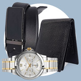 Titan Silver Dial Analog Watch With Belt & Wallet Combo