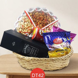 Jack Daniels Whisky with Dry Nuts Tray, Namkeen, Chips in a Basket