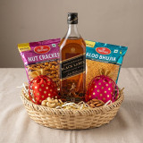 Celebration Gift Basket with Black Label, Dry Nuts and Namkeen