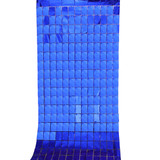 Blue Square Foil Fringe Curtain