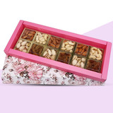 Dry Nuts Decorated Floral Design Pink Box
