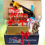 Giftmandu Surprise Box With Dry Nuts, Chocolates & Wine (Free Wine Glass)