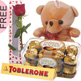 Ferrero Toblerone Chocolates, Teddy and Free Rose Box