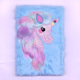 Girls Fluffy Sky-Color Unicorn Notebook