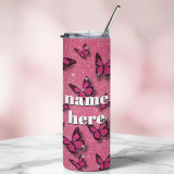 Butterfly Design Personalized Name Print Straw Bottle
