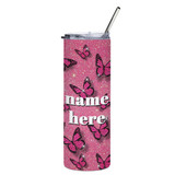Butterfly Design Personalized Name Print Straw Bottle