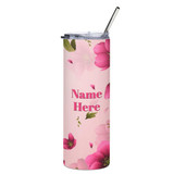 Beautiful Floral Design Name Print Straw Bottle