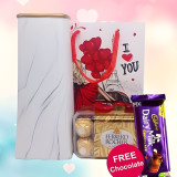 Vase and Ferrero Rocher with Paper Bag (Free Dairy Milk Chocolate)