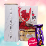 Personalized Vase and Ferrero Rocher with Paper Bag (Free Chocolate)