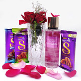 Women's Perfume With Red Rose And Cadbury Chocolate Women's Perfume With Red Rose And Cadbury Chocolate