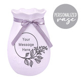 White Flower Vase With Personal Message - 7.5"