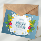 New Year Special Greeting Card with Envelope