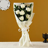 Half Dozen White Roses Bunch