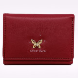 Classic Small Red Leather Foldable Wallet