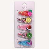 Shimmery Fruit Design Baby Hair Clip Set- Multicolour Shimmery Fruit Design Baby Hair Clip Set- Multicolour