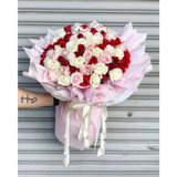 Gorgeous 50 Bunch of White, Red and Pink Roses