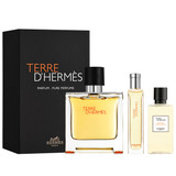 Terre D'Hermes Parfum Pure Perfume 3Pcs Coffret Gift Set (75ml Perfume + 15ml Perfume + 40ml Hair and Body Shower Gel) for Him