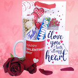 Valentine Day Mug, Chocolates & Greeting Card