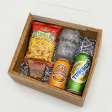 Wooden Box with Snacks & Beers