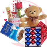 Teddy Bear, Valentine Mug and Chocolates (Free Rose Box)