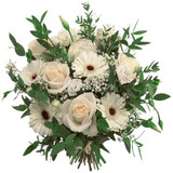 18 Mix White Gerbera and White Roses Bunch
