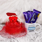 Custom Mug With Chocolates and Teddy in a Basket