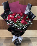 Bouquet of 12 Red Roses with Gypsy Decor