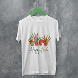 'Happy Holi' with Hand Full of Colors Printed T-shirt