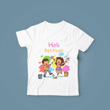Cheerful Cartoon Printed Kids' T-shirt For Holi Festival