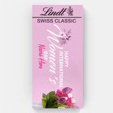 Floral Design with Name Printed Lindt Swiss White Chocolate Cover For Women's Day