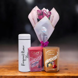 Premium Chocolate with Name Printed Bottle and Roses