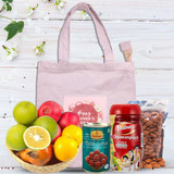 Luxury Fresh Fruit Basket With Tote Bag & Goodies
