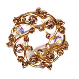 Golden Round Stone Studded Saree Pin