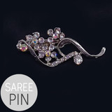 Sterling Silver Stone Studded Saree Pin