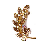 Leaf Design Golden Stone Studded Saree Pin