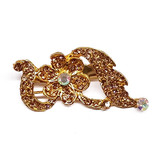 Flower & Leaf Design Golden Stone Studded Saree Pin