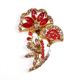 Bouquet style Red Stone Studded Saree Pin