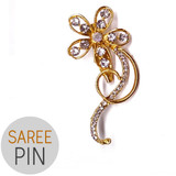 Exclusive White Stone Flower Design Saree pin