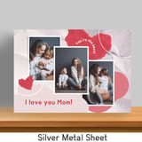 I Love You Mom Printed Silver Metal Sheet With Photo