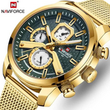 NaviForce NF9211  Golden/Green Digital Analog Watch For Men