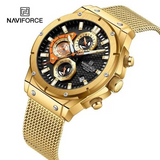 NaviForce NF8027S Golden/Black Digital Analog Watch For Men
