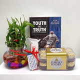 Book, Chocolates & Lucky Bamboo Plant Combo Gift Hamper