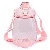Pink Transparent Water Bottle with Straw- 1.3 Ltr