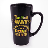 Black Ceramic Mug with Printed Motivational Quote