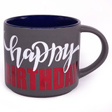 Happy Birthday Printed Blue|Grey Mug