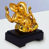 Ladoo Ganesha Golden Colour Statue for Home Decor
