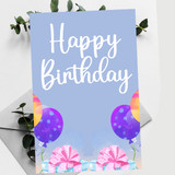 Balloon & Gifts Designed Happy Birthday Printed Greeting Card