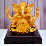 Gold Four Hands Ganesh Ji Statue - 9" Gold Four Hands Ganesh Ji Statue - 9"