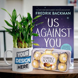 Hamper of 'Us Against You' English Book with Chocolates