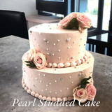 Pearl Studded Double Tier Cake - Crave Bakery (5lbs) Pearl Studded Double Tier Cake - Crave Bakery (5lbs)